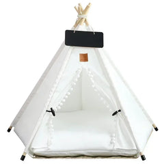 PawNest Teepee Pet Tent – Cozy Indoor Bed with Cushion & Blackboard for Cats & Small Dogs (Foldable, Washable)
