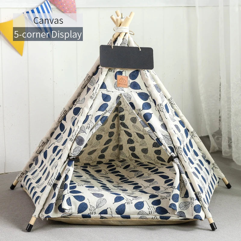 PawNest Teepee Pet Tent – Cozy Indoor Bed with Cushion & Blackboard for Cats & Small Dogs (Foldable, Washable)