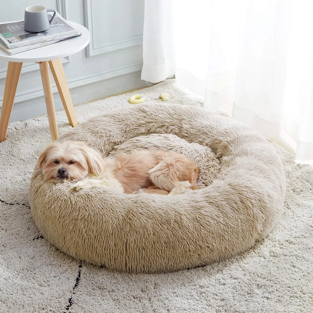 PawNest Plush Donut Cat Bed – Anti-Slip, Ultra Soft & Warm Sleeping Nest for Cats & Small Dogs