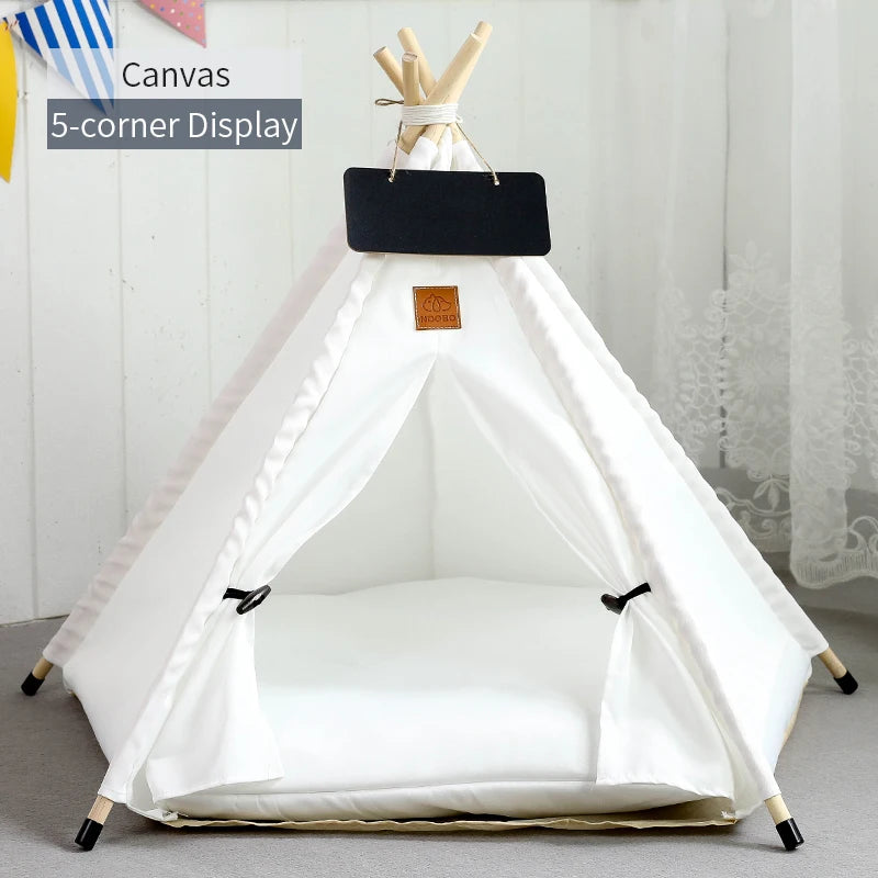 PawNest Teepee Pet Tent – Cozy Indoor Bed with Cushion & Blackboard for Cats & Small Dogs (Foldable, Washable)